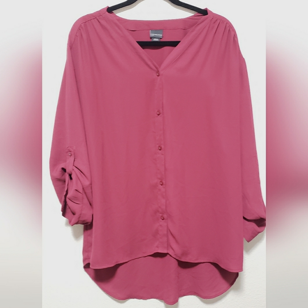 COVINGTON Women's Magenta 1X Blouse